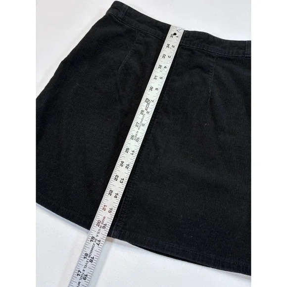 DENIM CO Black Dark Academia Corduroy Button A Line Winter Mini Skirt Size 2 - Picture 7 of 9